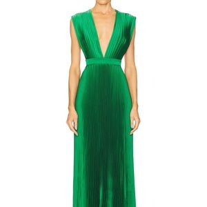 Vibrant Green Plunge Maxi Dress